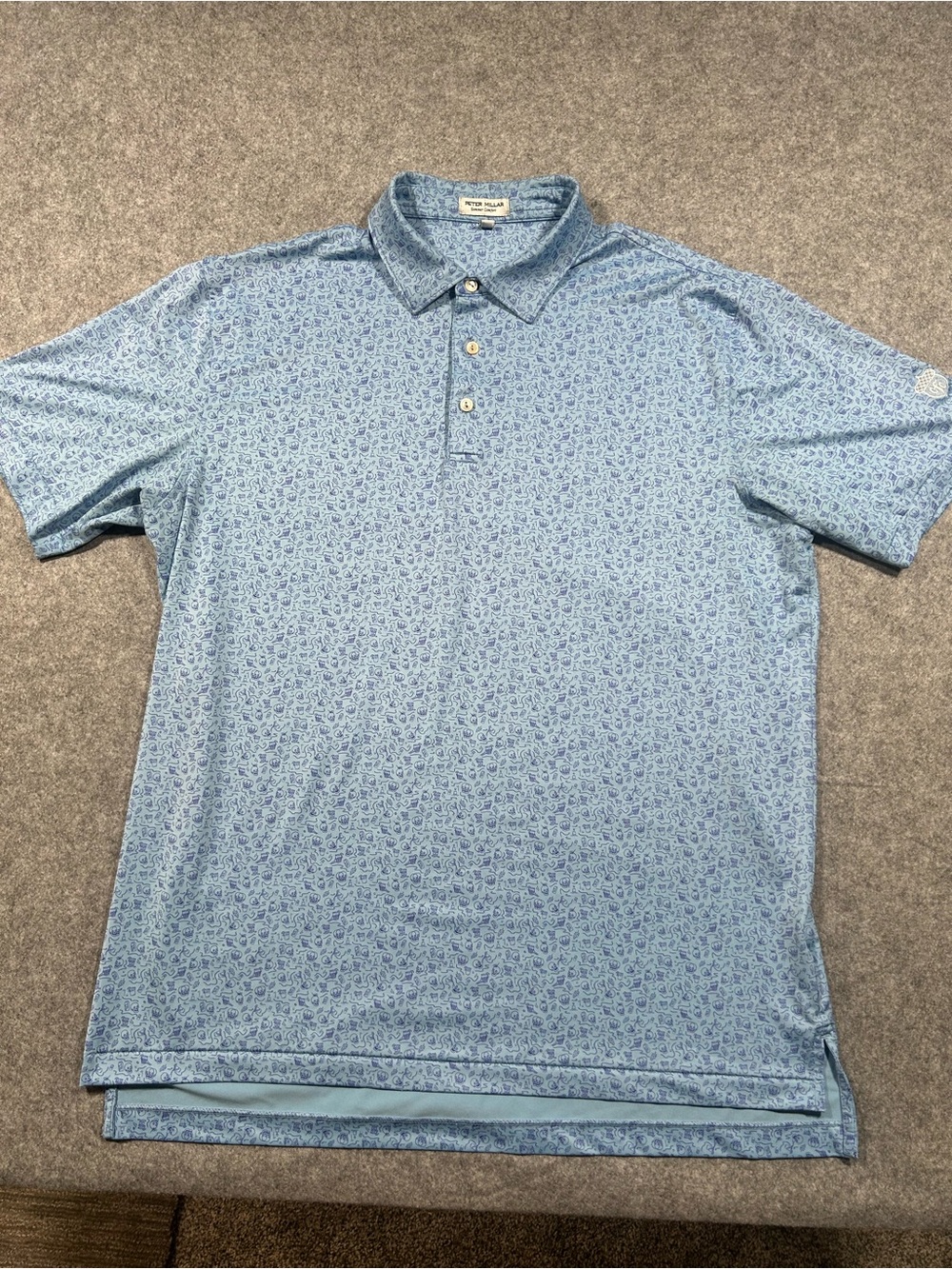 Peter Millar Blue Micro-Print Polo L